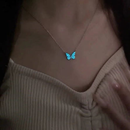 Luminous Dream Blue Butterfly Necklace