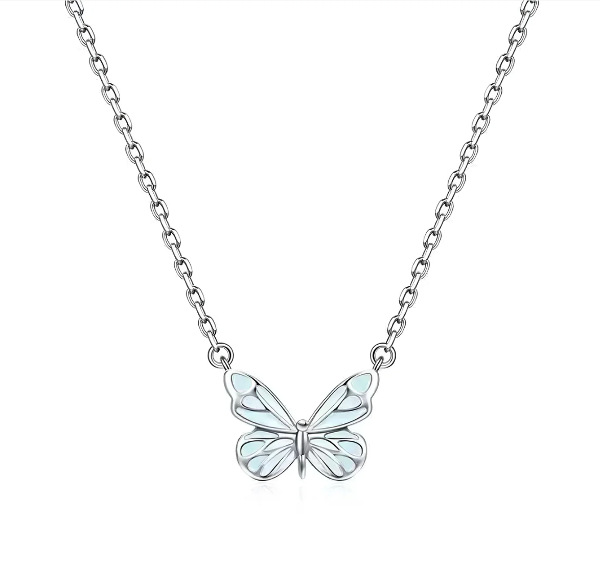 Luminous Dream Blue Butterfly Necklace