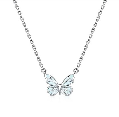 Luminous Dream Blue Butterfly Necklace