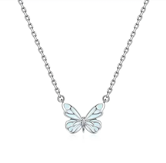 Luminous Dream Blue Butterfly Necklace