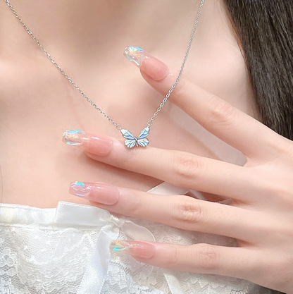 Luminous Dream Blue Butterfly Necklace