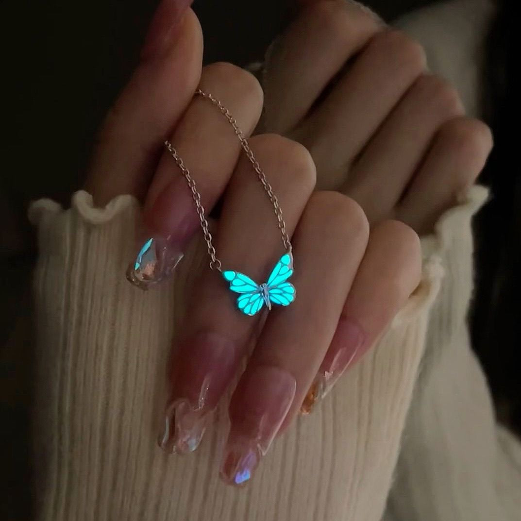 Luminous Dream Blue Butterfly Necklace